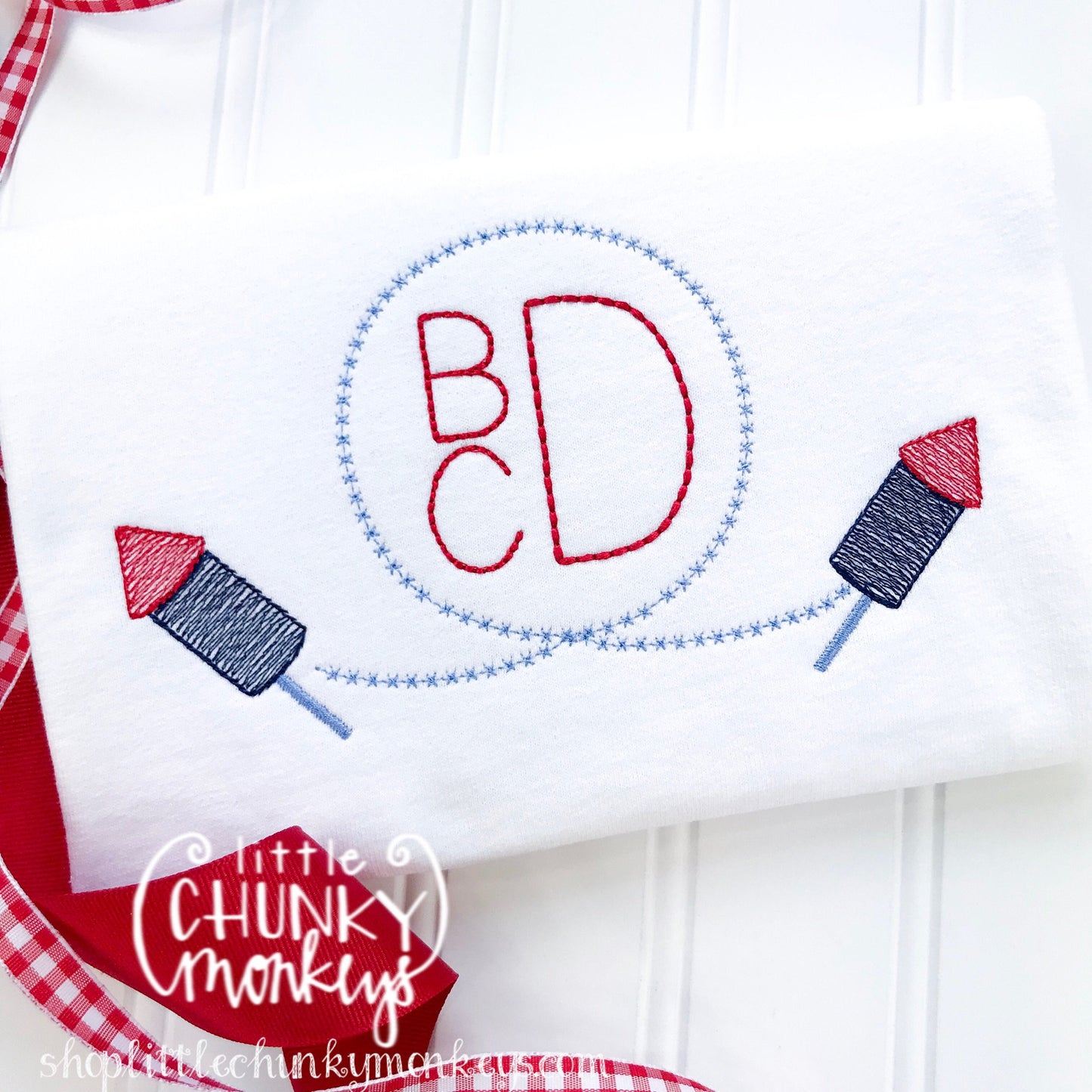 Boy Outfit - Boy Shirt - Boy Monogram Circle with Fireworks