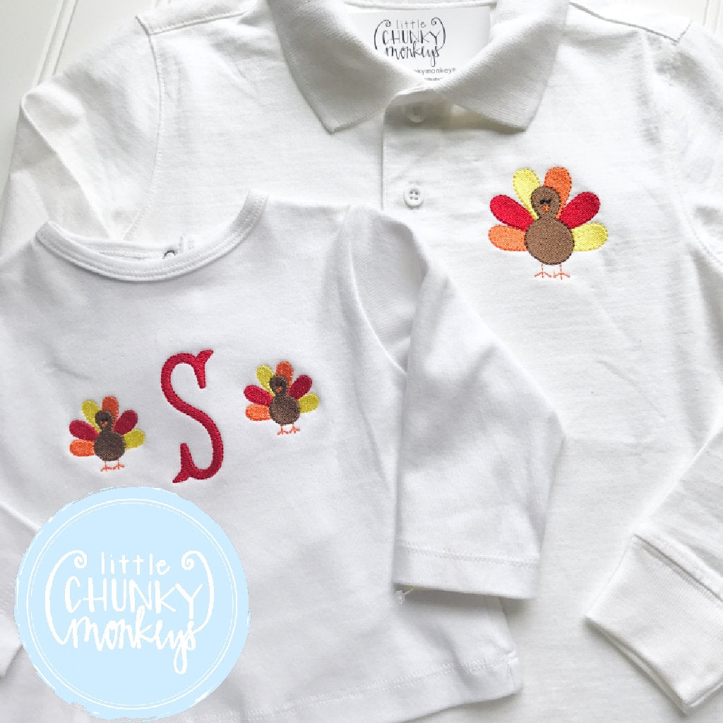 Boy Outfit - Boy Shirt - Turkey Mini's with Initial Shirt