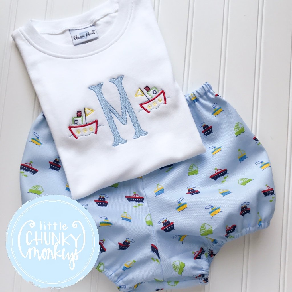 Boy Outfit - Personalized Boy Shirt - Initial with Tugboat Mini's