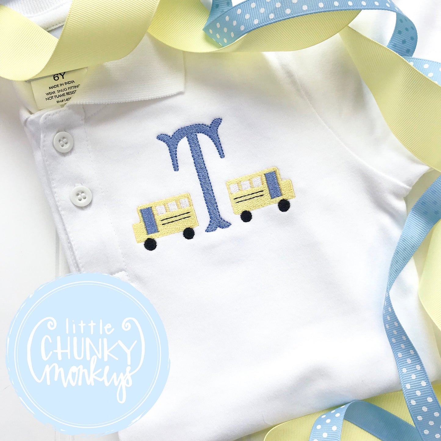 Boy Polo Shirt - Back To School Polo Shirt - Personalized Polo Shirt with Mini School Buses