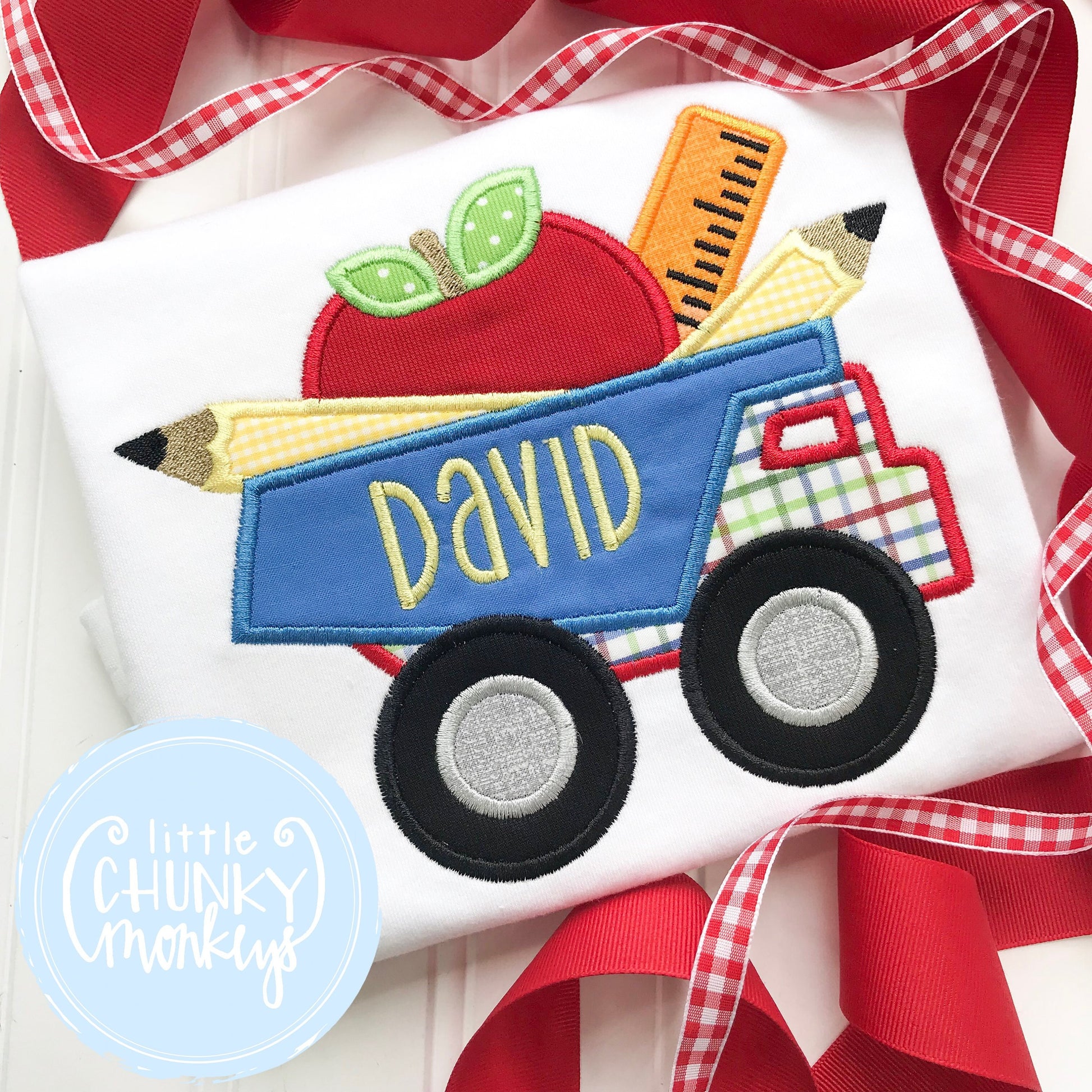 Boy Shirt - Back To School Shirt - Dumptruck Hauling School Supplies