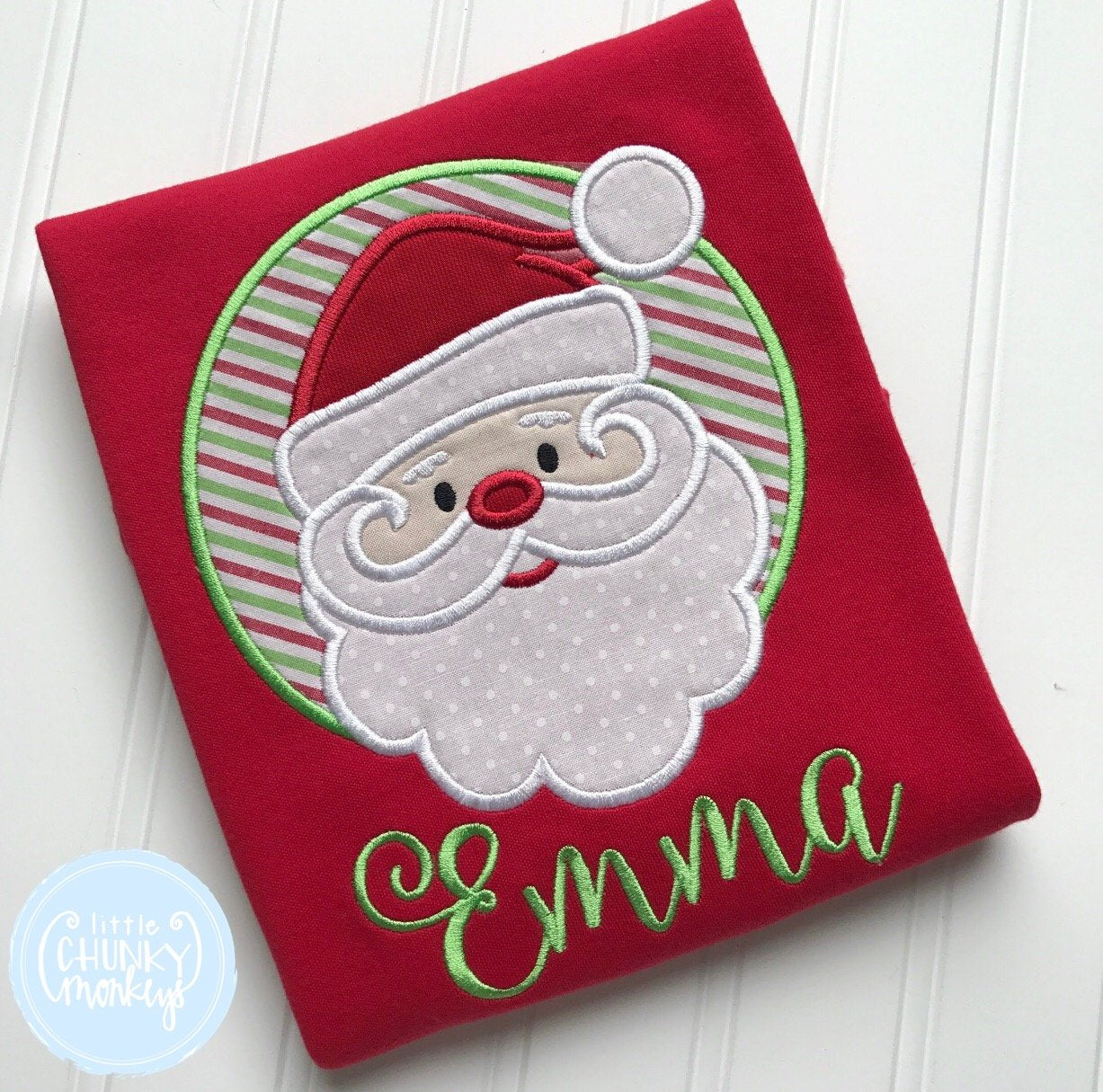 Girl Shirt - Applique Santa with Personalization