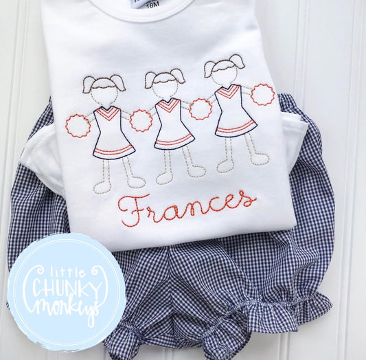 Girl Shirt - Orange and Blue Paperdoll Cheerleader Trio Shirt