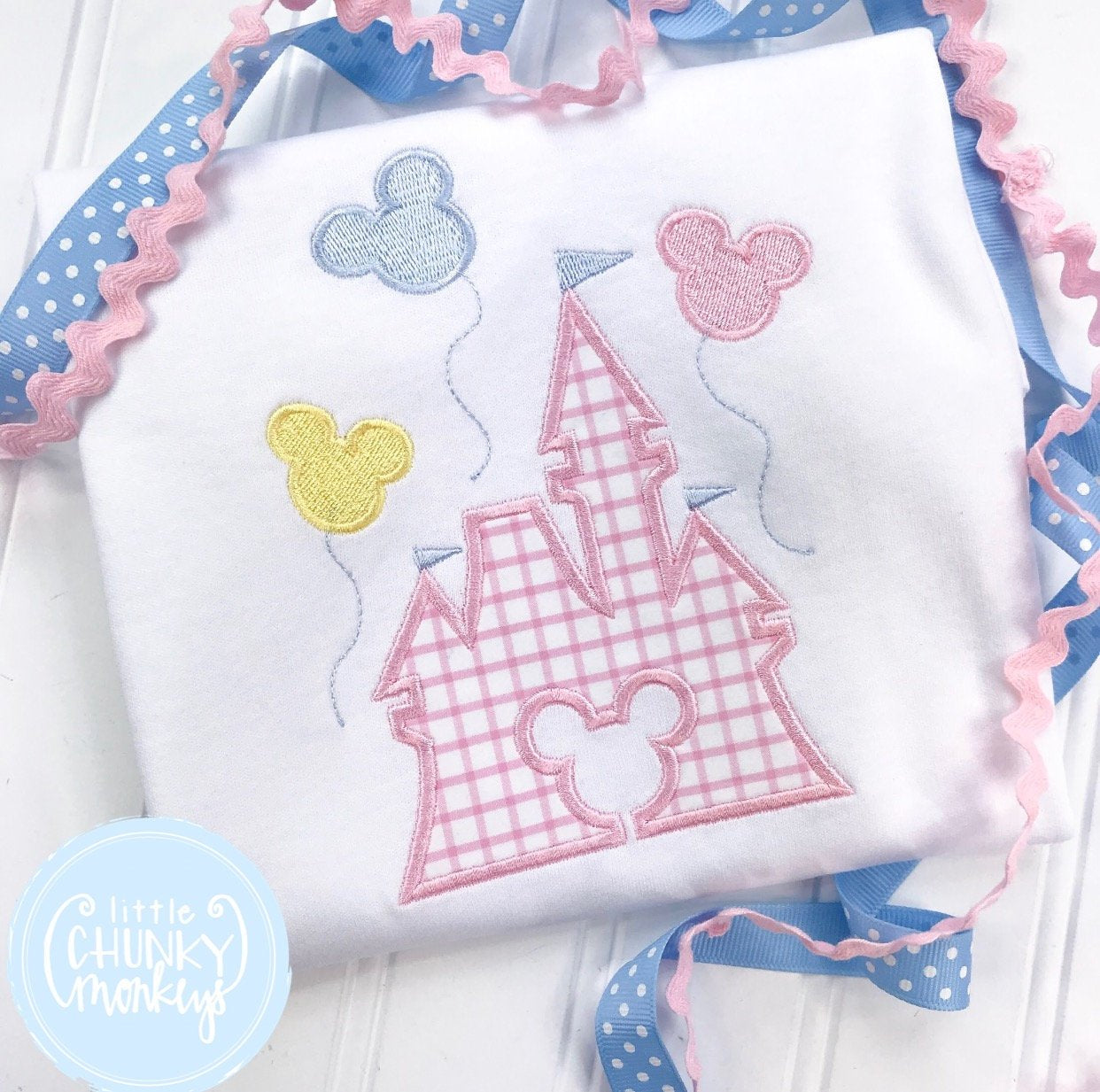Girl outfit - Girl Shirt - Castle with Mouse Balloons