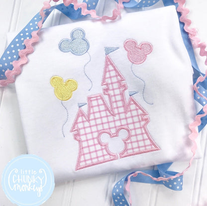 Girl outfit - Girl Shirt - Castle with Mouse Balloons