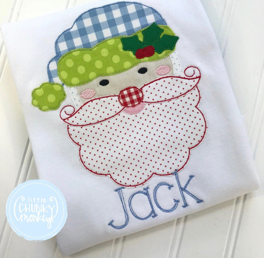 Boy Shirt -Applique Santa with Personalization