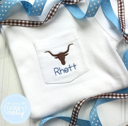 Boy Pocket Shirt - Football Pocket Shirt - Mini Longhorn and Personalization