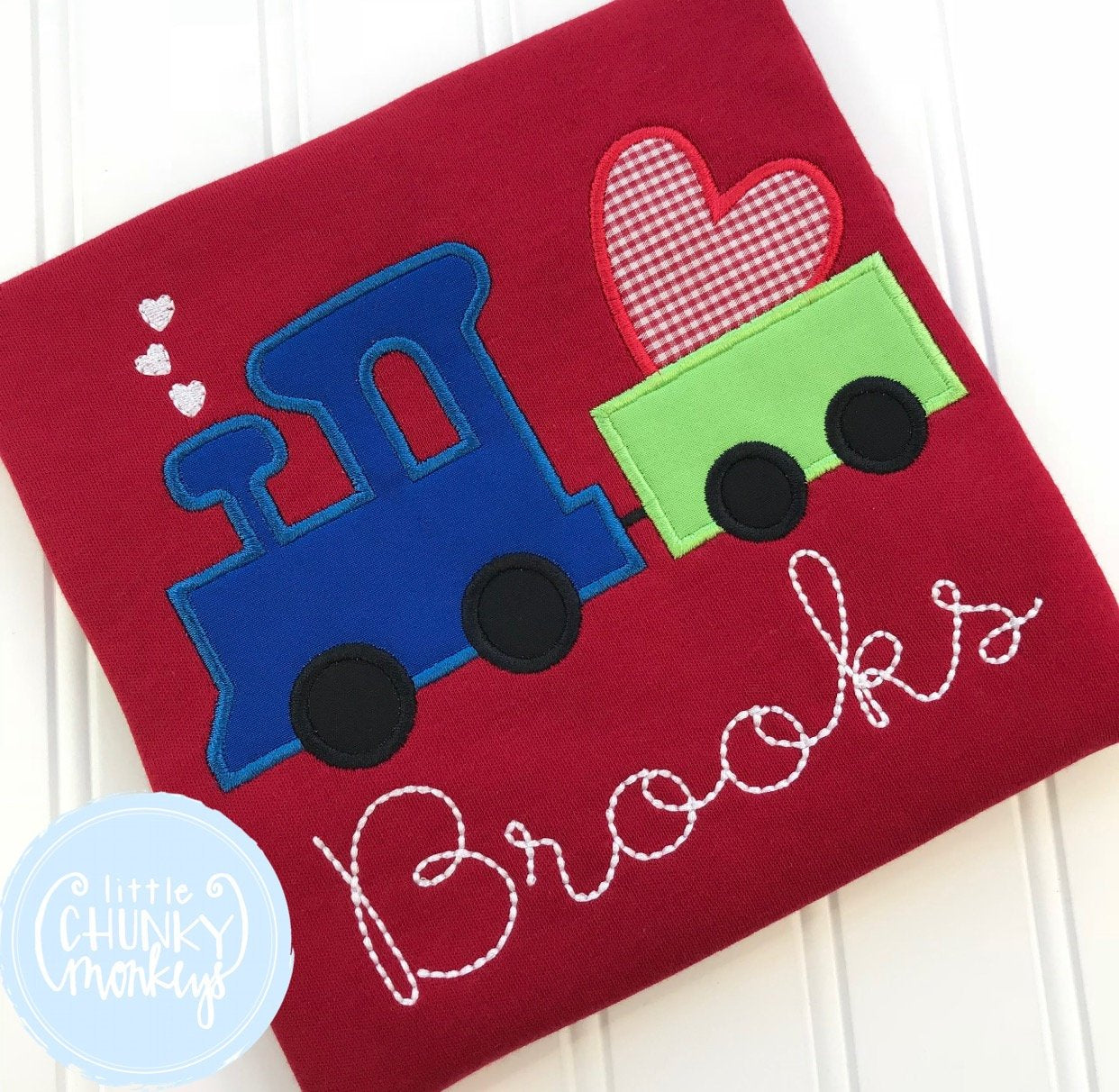 Boy Shirt - Boy Valentine Shirt - Valentine Tractor with Hearts on Red Shirt