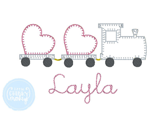 Girl Shirt- Valentine Shirt- Monogrammed Train Carrying Hearts