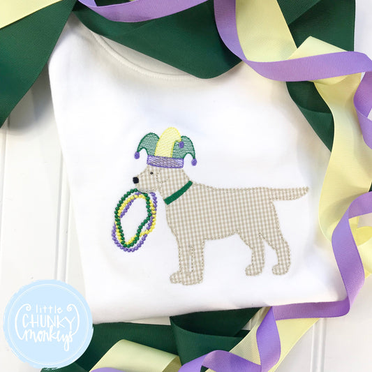 Boy Shirt - Boy Mardi Gras Shirt - Lab Wearing Mardi Gras Hat and Beads