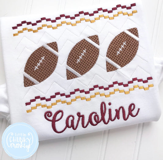 Boy Shirt - Maroon and Gold Football Trio Applique Shirt