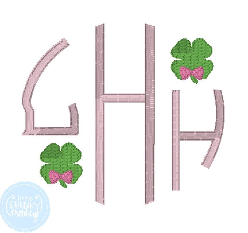 Girl Shirt - Girl St. Patrick's Day Shirt - Circle Monogram with Mini Clovers