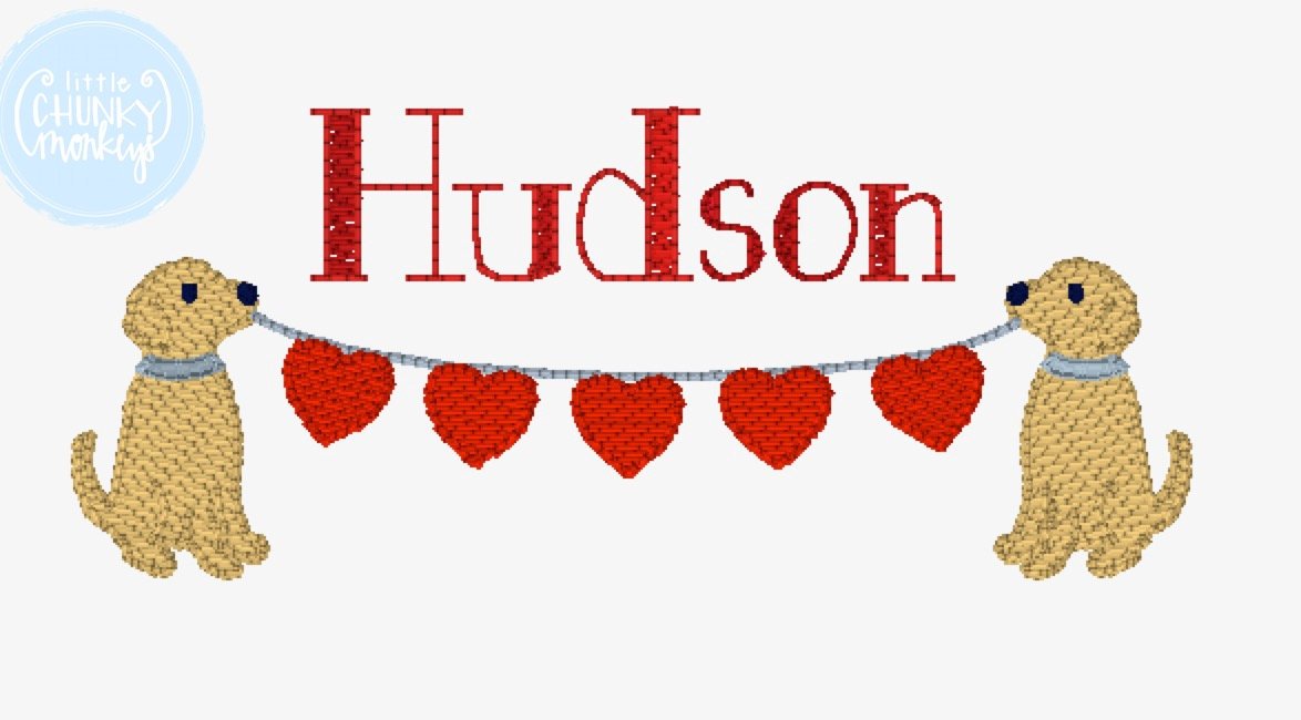 Boy Shirt - Valentine Shirt- Mini Puppies Holding Heart Banner with Personalization