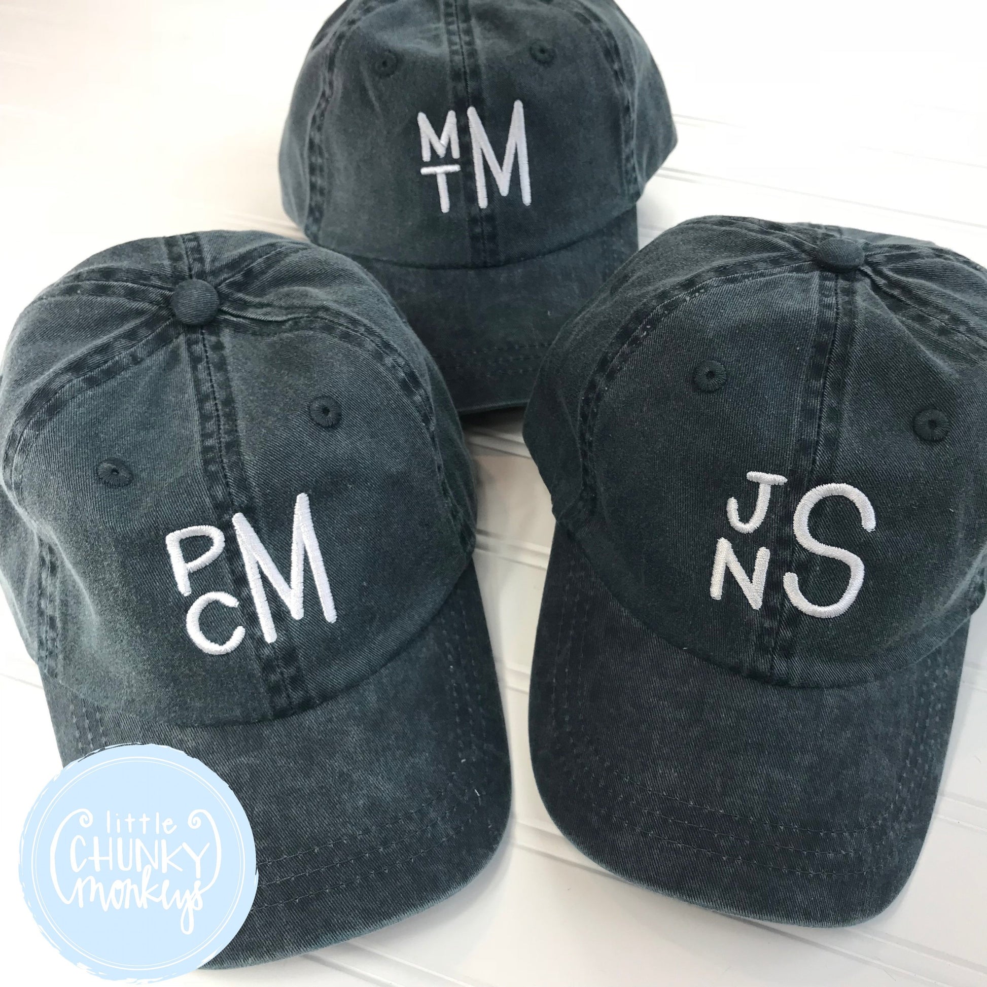 Toddler Kid Hat - Stacked Initials on Blue Hat