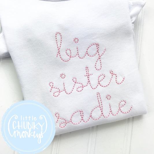 Girl Shirt - Vintage Stitched "Big Sister" in Pink