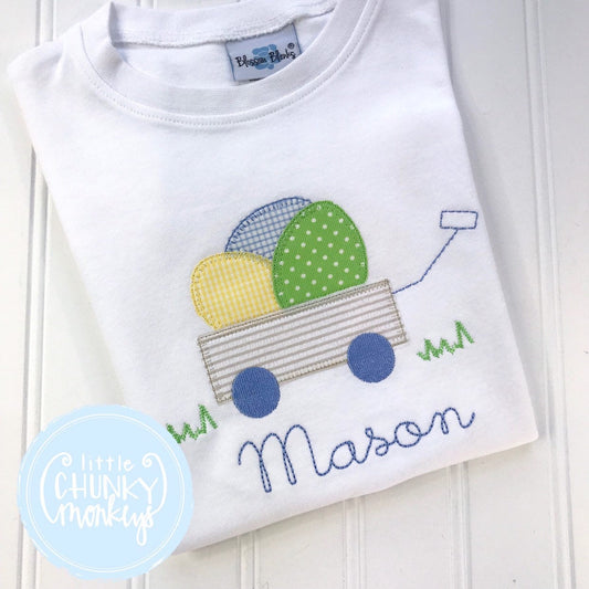 Boy Shirt - Boy Easter Shirt - Easter Wagon Applique Shirt