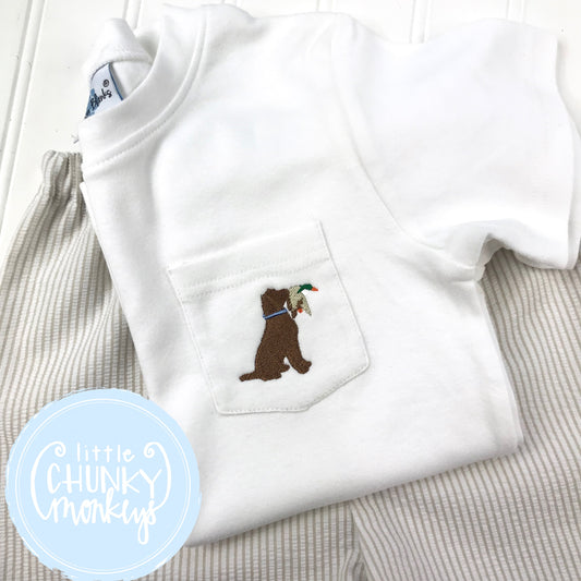 Boy Pocket Shirt - Dog Holding Duck Pocket Shirt