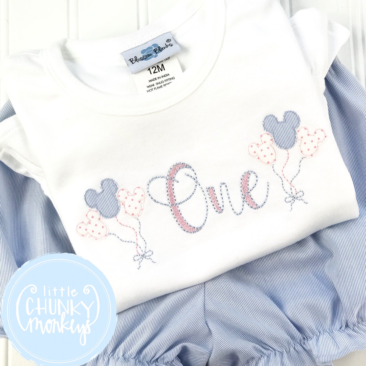 Girl Shirt - Applique Mini Balloon with Stitched One