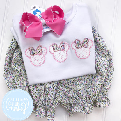 Girl Shirt - Girl Shirt - Applique Mini Mouse Trio