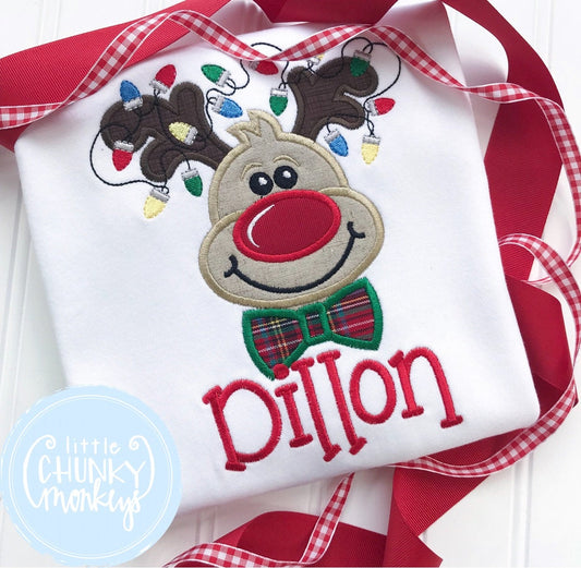 Boy Shirt - Reindeer with Christmas Lights