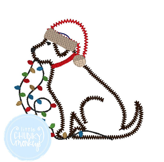 Boy Shirt - Dog Wearing Santa Hat and Christmas Lights