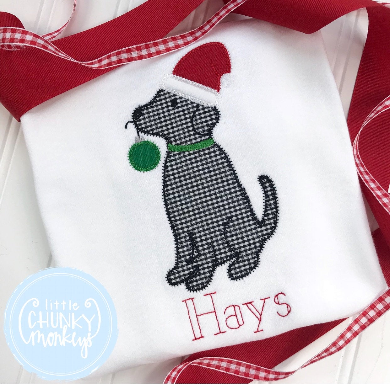 Boy Shirt - Black Lab Wearing Santa Hat