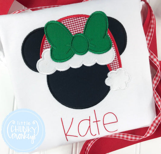 Girl Shirt - Mouse wearing Santa Hat