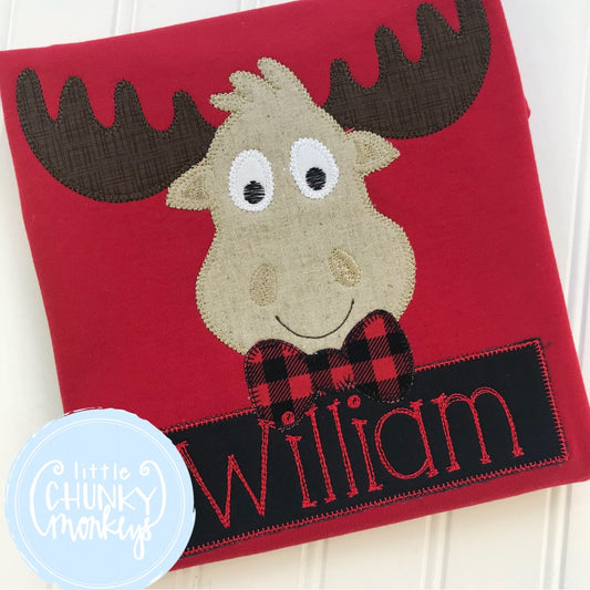 Boy Shirt - Applique Moose + Personalization