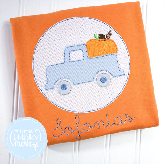 Boy Shirt -  Applique Shirt with Truck and Pumpkin