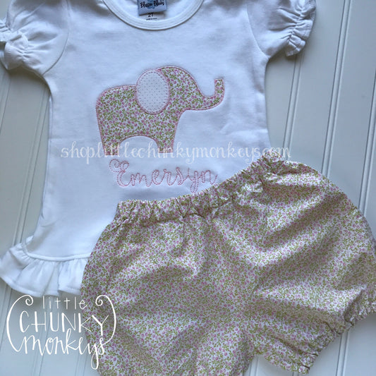 Girl Shirt - Floral Elephant Applique