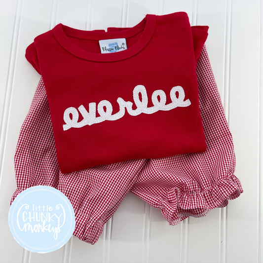Girl shirt- Applique Name on Red Shirt