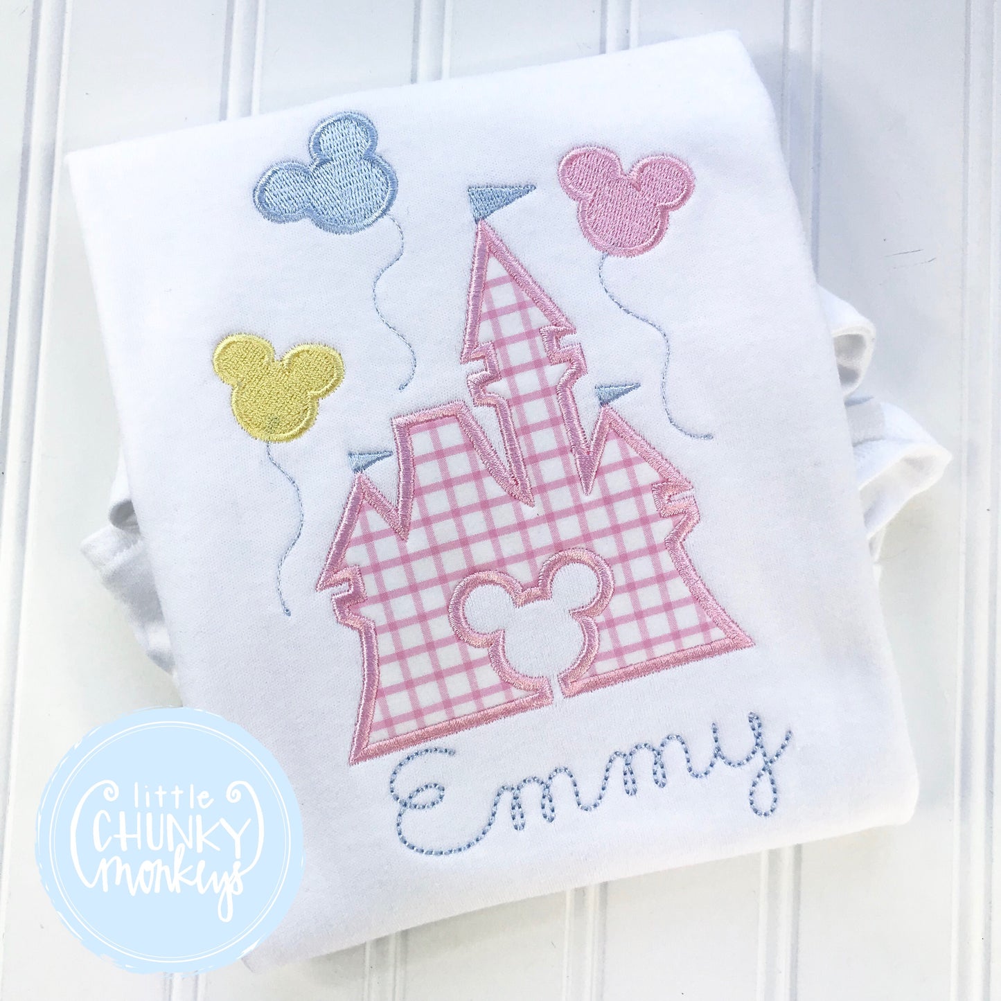 Girl Shirt - Castle with Mouse Balloons