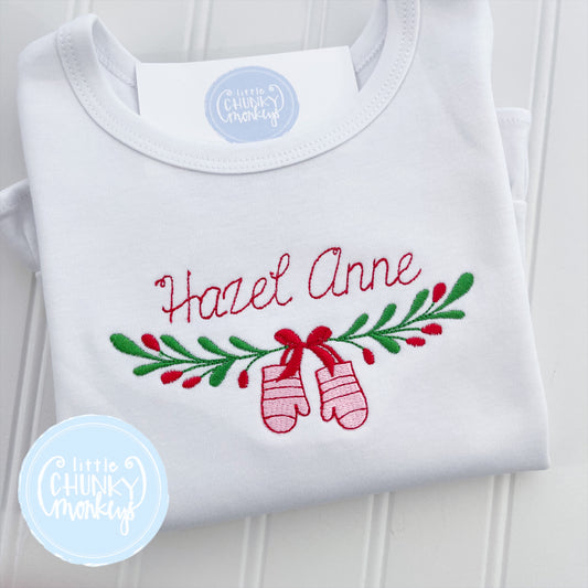 Girl Shirt - Mittens and mistletoe
