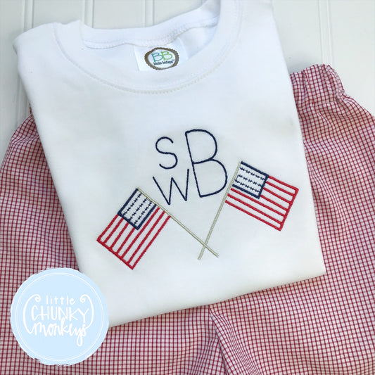 Boy Shirt - Personalized Patriotic on White Shirt