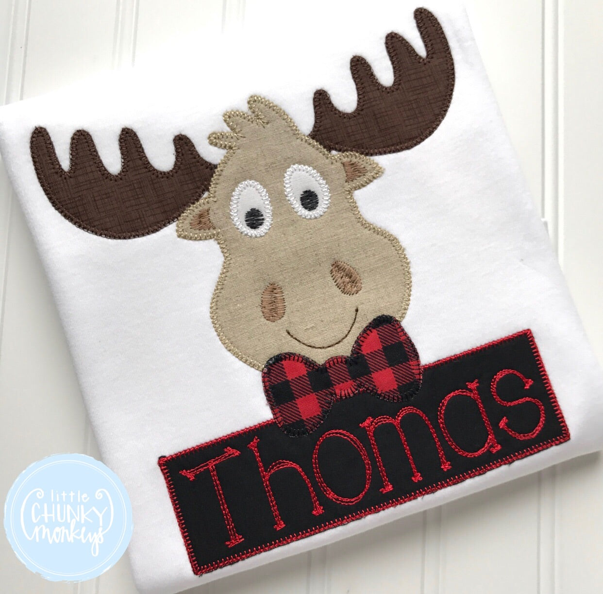 Boy Shirt - Boy Holiday Shirt - Moose Applique Shirt