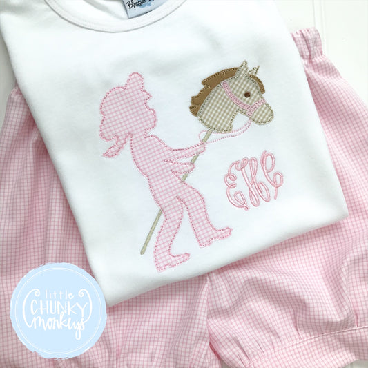 Girl Shirt - Cowgirl with Stick Horse