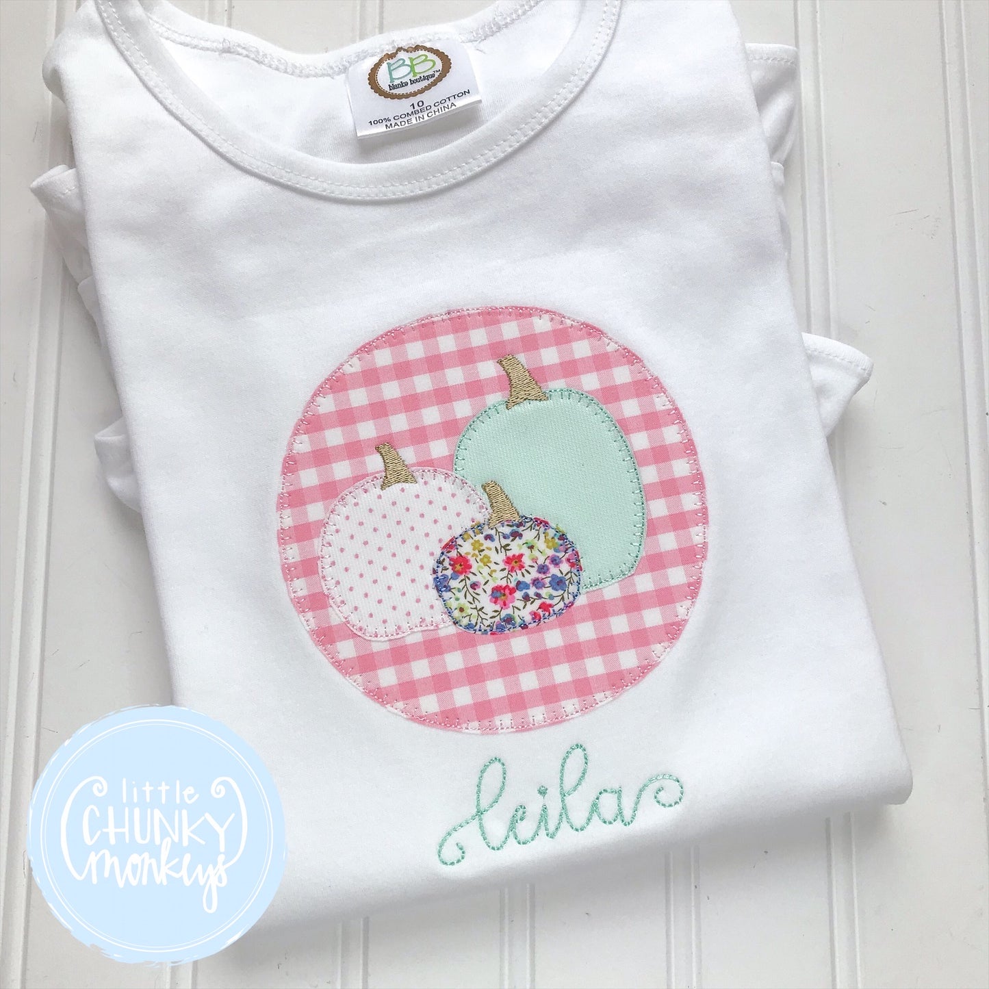 Girl Shirt - Appliqué Pumpkin Patch Collage + Personalization