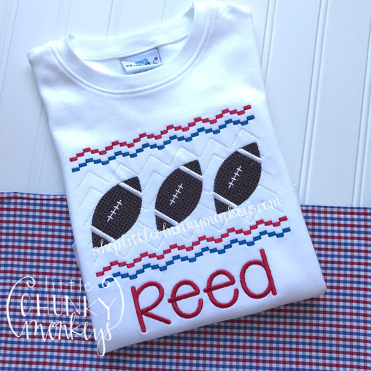 Boy Shirt - Faux Smock Football Tee - Royal & Red