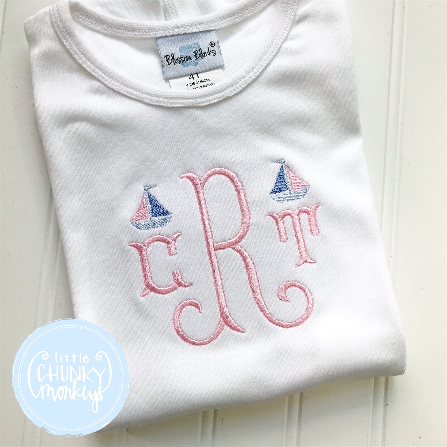 Girl Shirt - Mini Sailboat Monogram