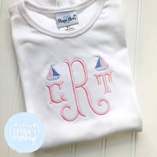 Girl Shirt - Mini Sailboat Monogram