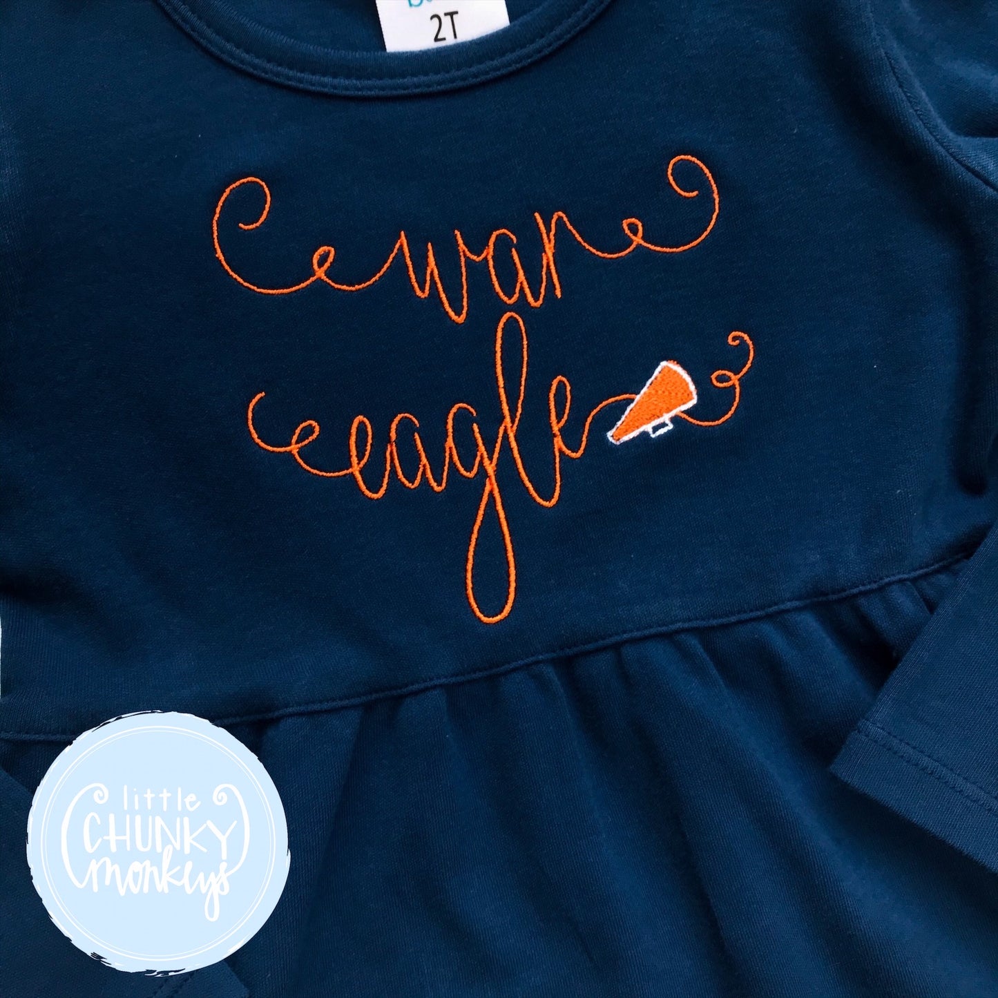 Girl Football Dress - Personalized Vintage Stitch Megaphone Ruffle Dress