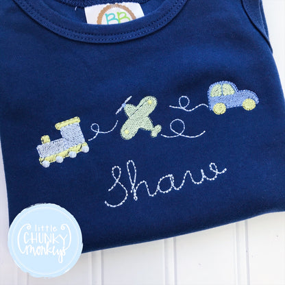 Boy Sun Bubble - Transportation Trio on Navy Sun Bubble