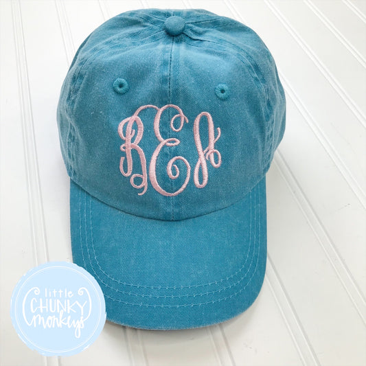 Toddler Kid Hat - Monogram on Turquoise Hat