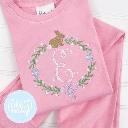 Easter Bunny Wreath - Organic Cotton Pajamas - Light Pink