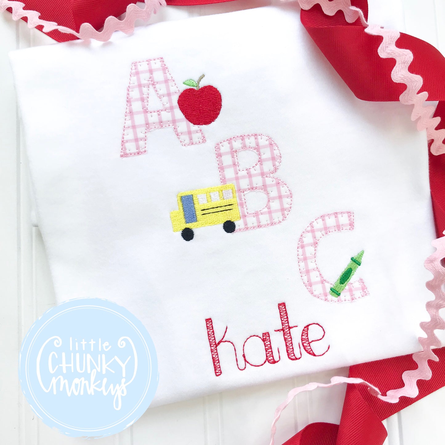 Girl Outfit - Girl School Shirt - ABC Applique + Personalization