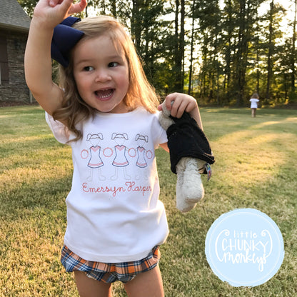 Girl Shirt- Vintage Stitch Cheer Trio - Orange & Navy