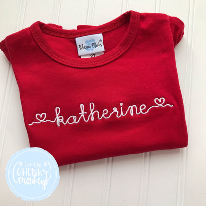 Organic Ruffle Shirt Valentine Heart Embroidery Font