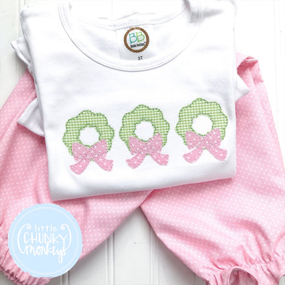 Girl Shirt - Girl Christmas Shirt - Wreath Trio with Bows