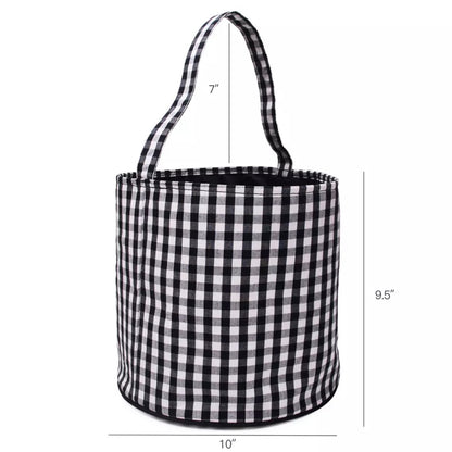 Black Gingham Halloween Bucket Tote