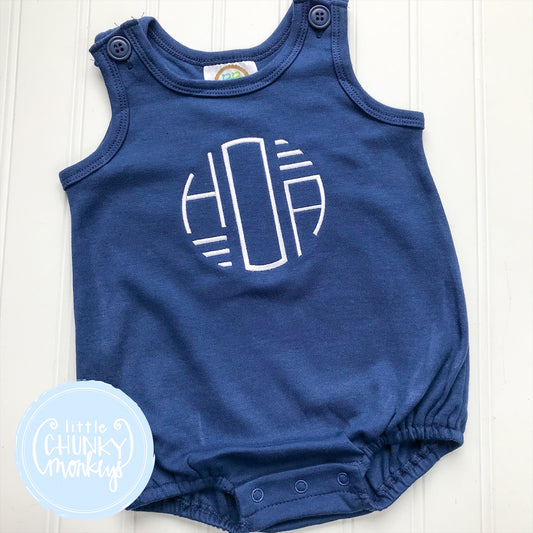 Boy Sun Bubble - Circle Monogram on Navy Sun Bubble